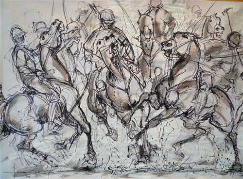 Deauville, encre et acrylique sur papier, 120x80