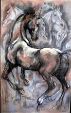 A coeur battant I, t.mixte sur toile, 73 x 110 cm