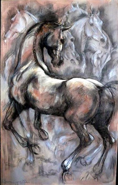 A coeur battant I, t.mixte sur toile, 73 x 110 cm