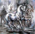"Le soliste" acrylique et encre de chine sur toile, 90 x 90 cm