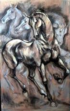"A coeur battant II", acrylique et pierre noire sur toile, 73 x 110 cm
