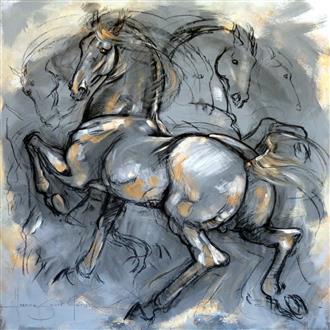 Dessin cheval cabré, exposition Weisbuch Saint Chéron