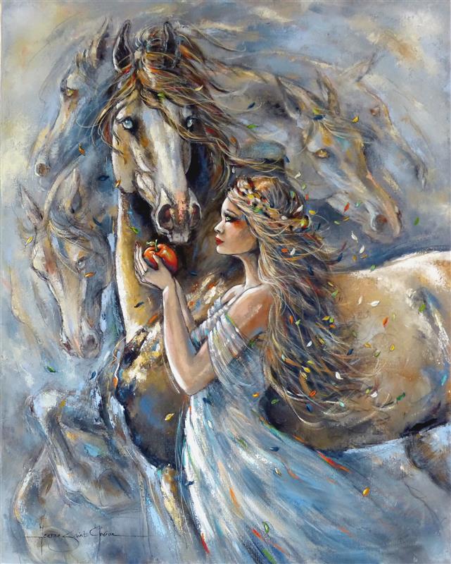 jeune fille et cheval, art contemporain